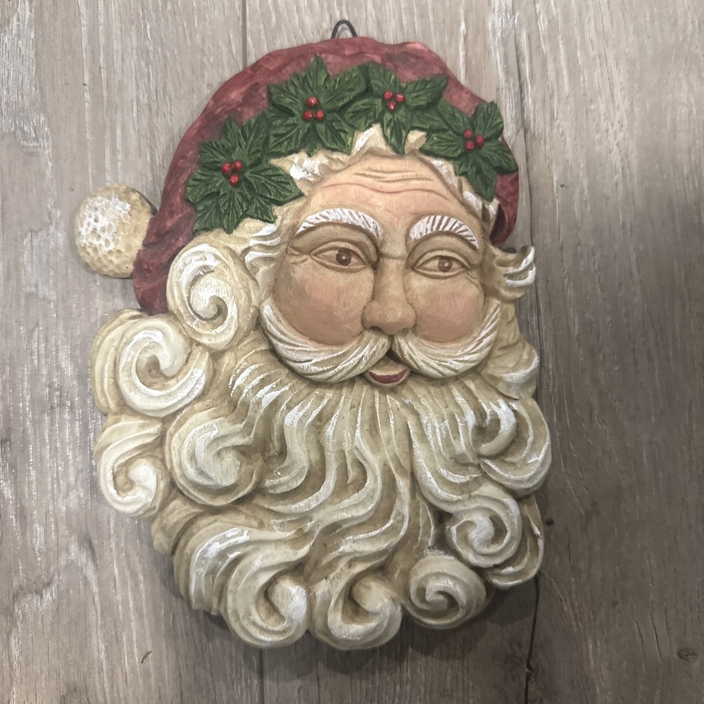 Vintage SILVESTRI Ceramic Santa Claus Head Wall Hanging 9" Tall NO CHIPS